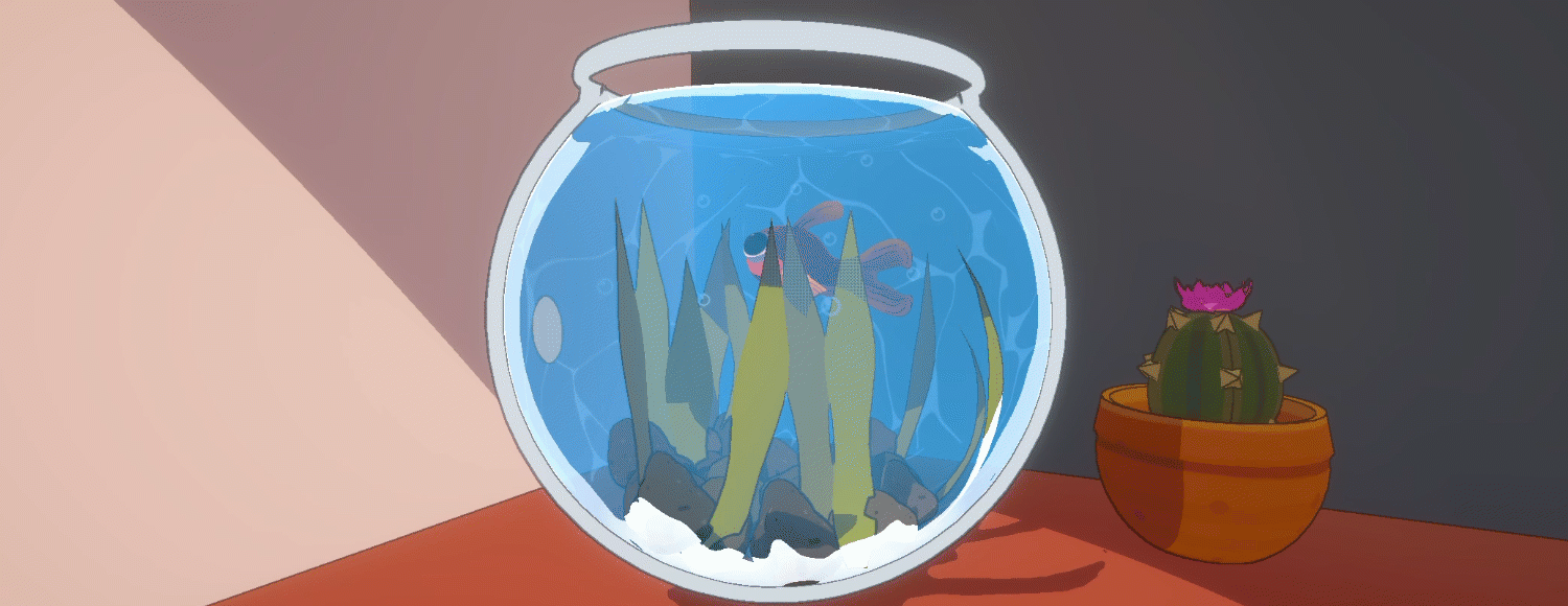 Animated clip of Sheen in a fishbowl.